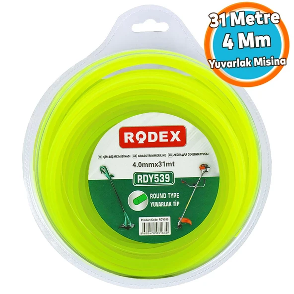 Misina Motorlu Tırpan Yuvarlak Misina 4 mm 31 Metre Çim Ot Biçme Teli RDY539