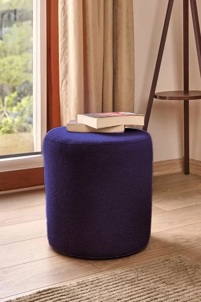 Silindir Puf Tabure Kuzu Kumaş Bej Makyaj Pufu Puf Sandalye Ayak Uzatma Pufu - 6