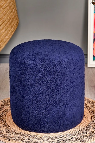 Silindir Puf Tabure Kuzu Kumaş Bej Makyaj Pufu Puf Sandalye Ayak Uzatma Pufu - 7