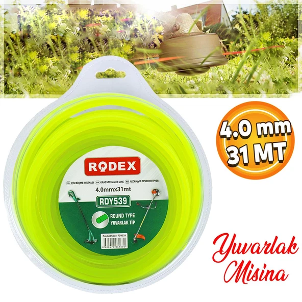 Misina Motorlu Tırpan Yuvarlak Misina 4 mm 31 Metre Çim Ot Biçme Teli RDY539 - 4