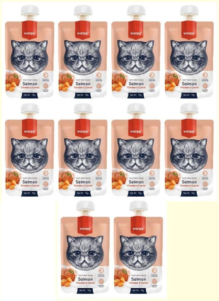 Wanpy Taze Somonlu & Tavuklu Kedi Et Ezmesi 90 Gr*10 ADET