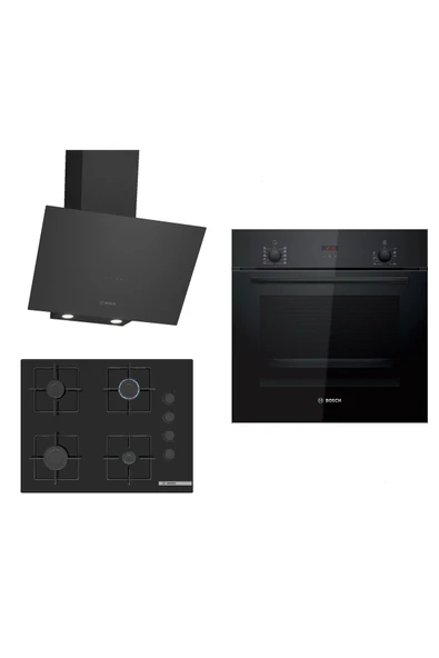 Bosch Siyah 3Lü Ankastre Set 318( HBF512BB1T - POP7C6P30O - DWK64PJ60T ) 67 cm Ocak ürün görseli 1