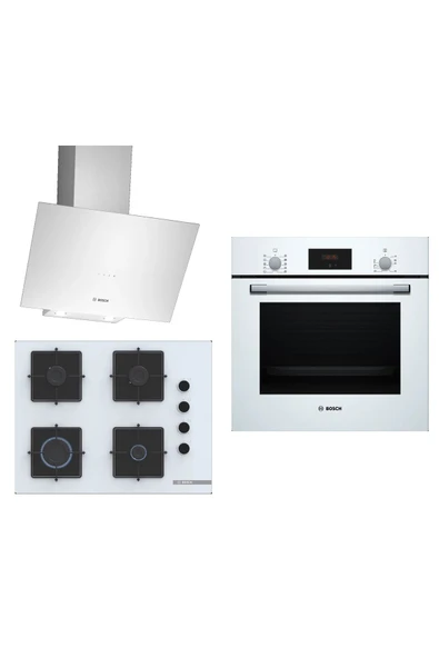 Bosch Beyaz 3 Lü Ankastre Set 302 ( HBF512BW1T - POP7C2P30O - DWK64PJ20T ) - 1