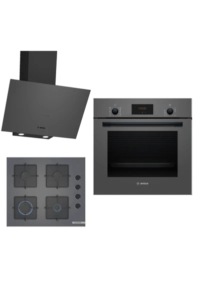 Bosch Ankastre Gri 3 Lü Set 312 (HBF512BH1T-POP6C9P30O-DWK64PJ70T) - 1