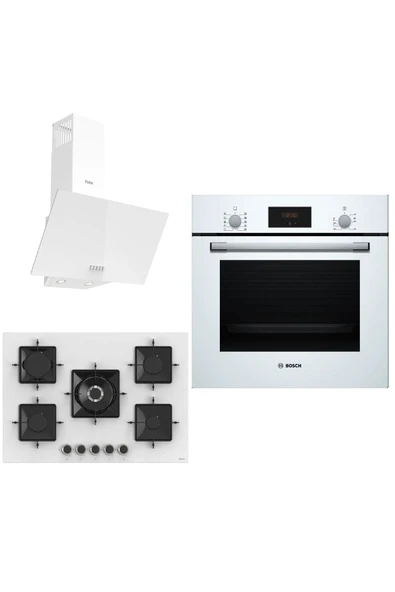 Bosch & Ferre Large Whiteline 3 lü Ankastre Set ( HBF512BW1T - SS036 - D087 ) 75 cm Ocak - 1