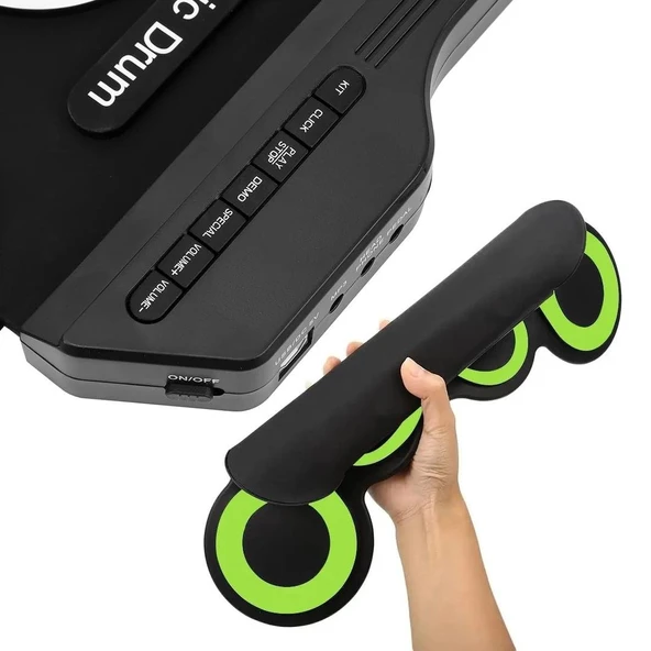 Ayt Magicvoice G3002 Elektronik Bateri Roll UP Davul Matı Kiti 7 Ped Çocuk Müzik Aleti Trampet - 5