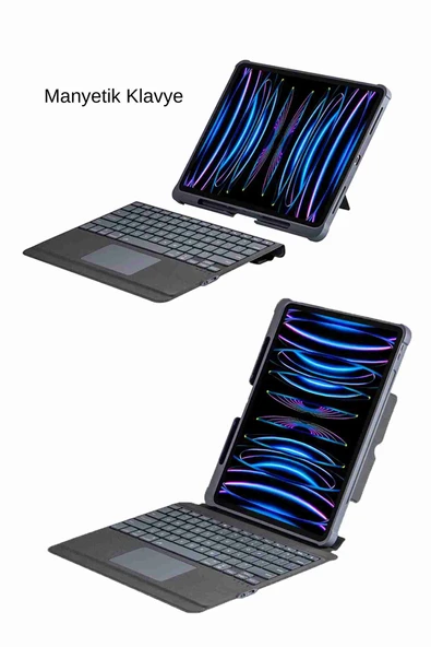iPad Pro 11 2024 Uyumlu Katanya 360° Manyetik Standlı Ledli Touchpadli Klavyeli Tablet Kılıfı - Resim 7