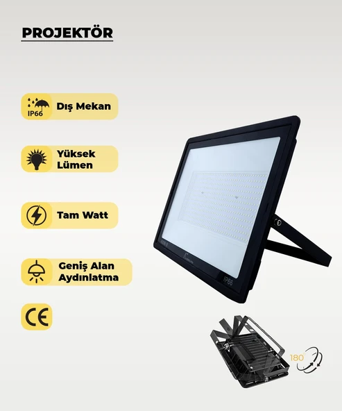 400W Led Projektör 3200K Sarı Işık