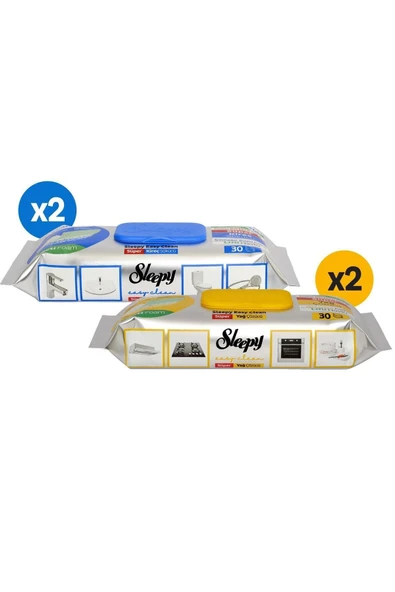 Sleepy Easy Clean Süper Yağ Çözücü&kireç Sökücü Yüzey Temizlik Havlusu&mendili 4x30 (120 YAPRAK) - Resim 2