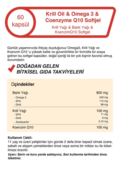 Krill Oil & Omega 3 & Coenzyme Q10 500 Mg 60 Kapsül - 2
