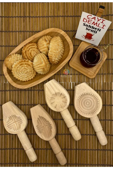 Ahşap Kömbe Kerebiç Kurabiye Pasta Kalıbı 4 Adet Set Kalıp