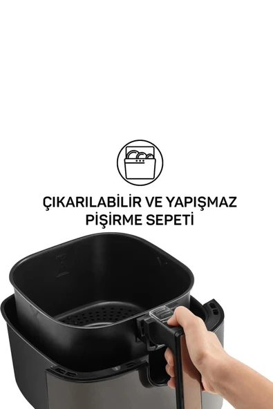 Arzum AR2074(AR2091)-B Airtasty XL Yağsız Fitöz Airfryer, 6 Litre Kapasite, Bakır - 4