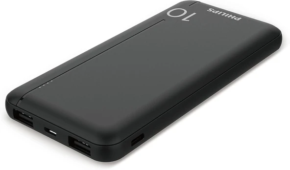 Philips DLP1812PB 10.000 mAh Powerbank 2xUSB-A 2.1A, USB-C Çıkış, PD- Siyah