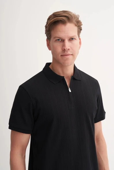 Cazador Polo Yaka Regular Fit Pamuklu Dokulu Tişört 4122 - Resim 2