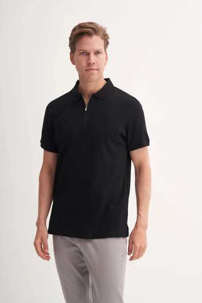 Cazador Polo Yaka Regular Fit Pamuklu Dokulu Tişört 4122 - Resim 3