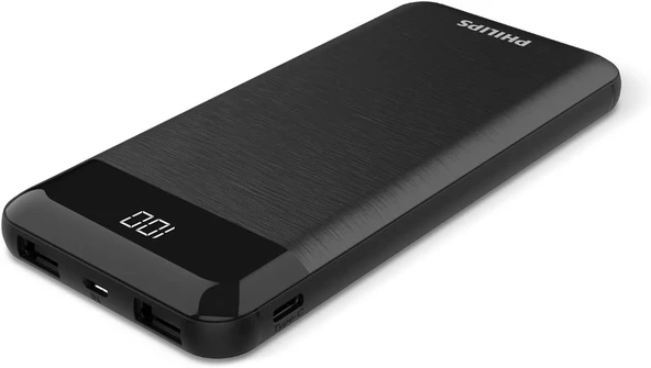Philips 10.000 mAh Dijital Power Bank Siyah (2 Çıkış) DLP2710