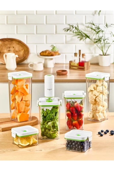 Vakumlu Saklama Kabı Seti 6lı Şarjlı Otomatik Pompalı