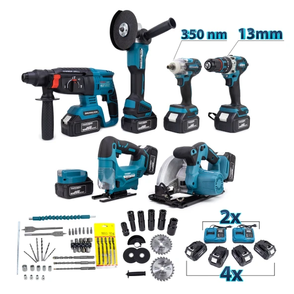 DAWREEK YEDİLİ SET MK350 (POWERBANK&LED+Ş.Hilti+Ş.spral+S.Sıkma+13mm Ç.Mandren+Ş.Dekupaj+Sunta Kesme - 2