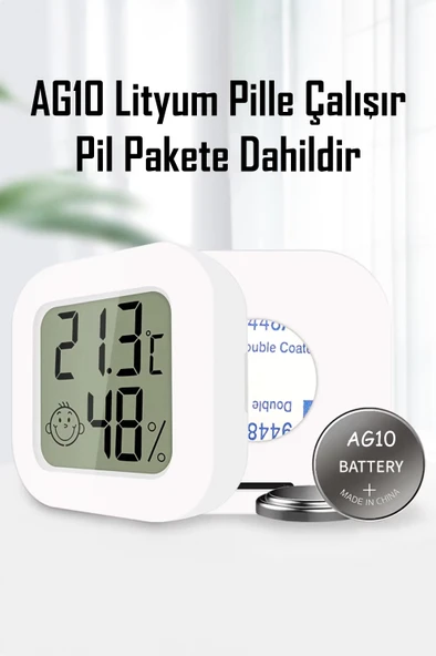 4 Adet Mini Sıcaklık Nem Ölçer LCD Ekran Oda Termometre Duvara Takılabilen Masaüstü Higrometre Beyaz - 5