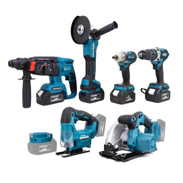 DAWREEK YEDİLİ SET MK350 (POWERBANK&LED+Ş.Hilti+Ş.spral+S.Sıkma+13mm Ç.Mandren+Ş.Dekupaj+Sunta Kesme - 6