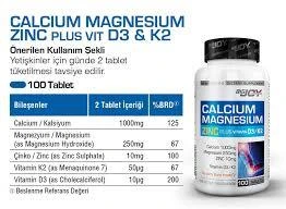 Suda Vitamin Calcium Magnesium Zinc K2 D3 100 Tablet - Resim 2