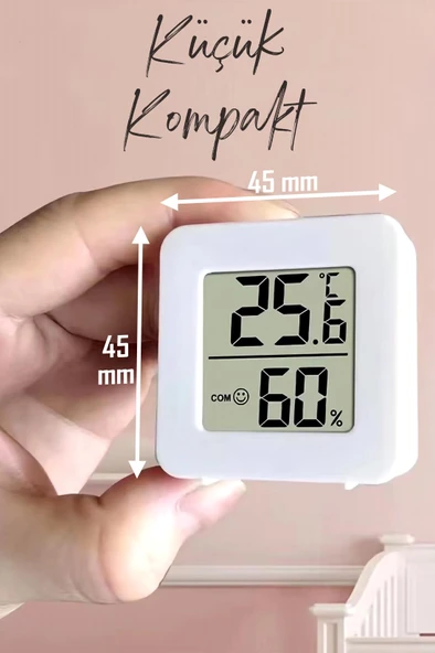 4 Adet Mini Sıcaklık Nem Ölçer LCD Ekran Oda Termometre Duvara Takılabilen Masaüstü Higrometre Beyaz - 2