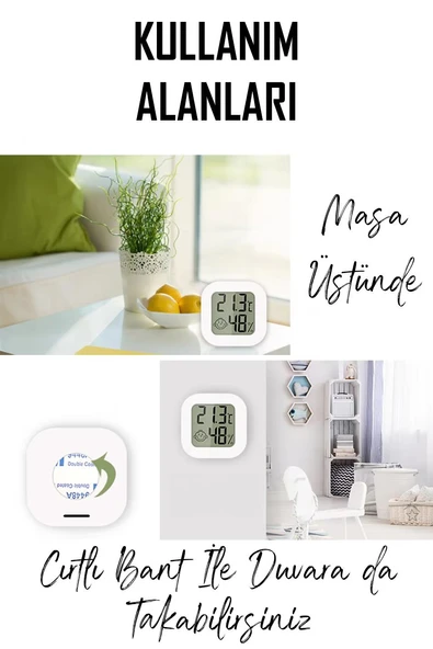 4 Adet Mini Sıcaklık Nem Ölçer LCD Ekran Oda Termometre Duvara Takılabilen Masaüstü Higrometre Beyaz - 4