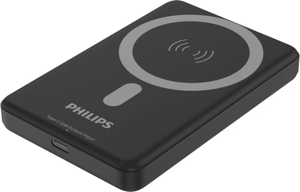 Philips DLP9712C MagSafe İle Uyumlu Powerbank, 10000mAh, Kablosuz Hızlı Şarj, 15W, Li-Po Batarya, Korumalı Şarj, Güçlü Mıknatıs, Type-C, 250gr, Siyah ürün görseli