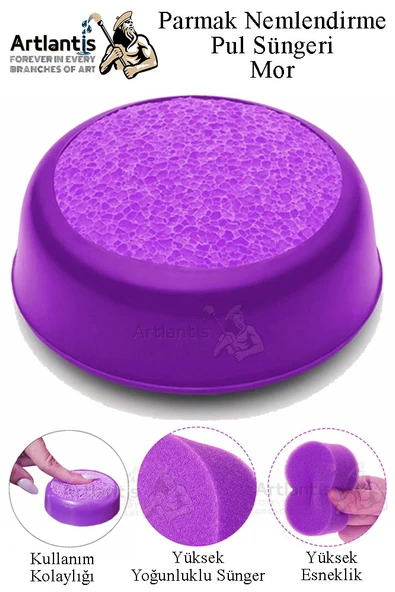 Parmak Nemlendirme Süngeri 1 Adet Renkli Masaüstü Pul Süngeri Para Sayma Süngeri Poşet Kağıt Ayırma Süngeri Büro Ofis - 4