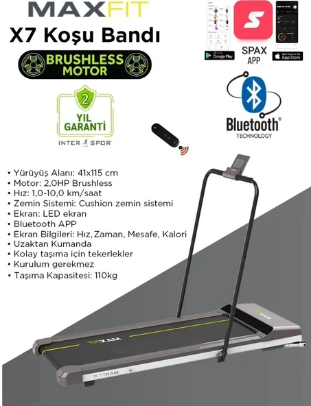 Maxfit X7 Uzaktan Kumandalı Katlanabilir Koşu Bandı - Resim 3