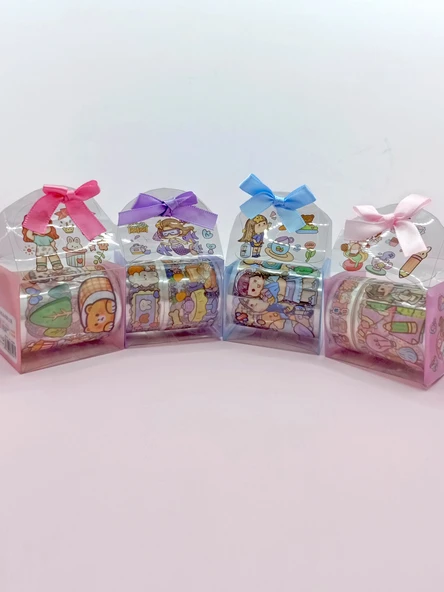 Fiyonk Çantalı Süslü Kız Şeffaf Desenli Bant - Mor - Resim 5