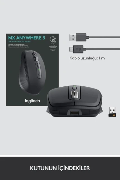 Logitech MX Anywhere 3 910-005988 Siyah Şarjlı Lazer Kablosuz Mouse Outlet - Resim 7