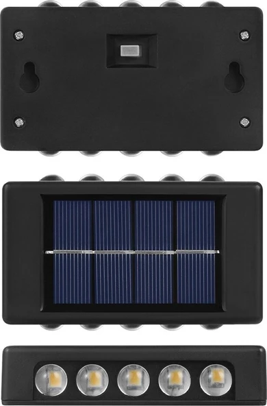 2 Adet Beyaz Işık 10 Ledli  Solar Enerjili Aplik Teras Bahçe Varanda Apliği Beyaz Işık - 6