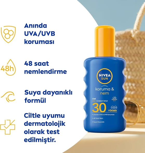 Nivea Sun Koruma & Nem 200 ml 30 Faktör Güneş Spreyi