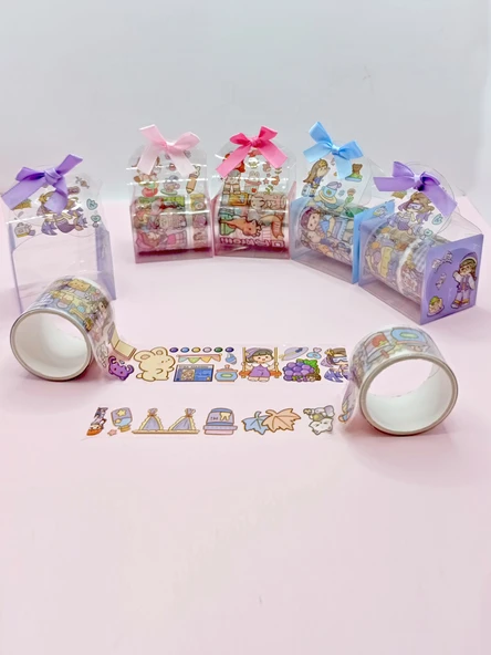 Fiyonk Çantalı Süslü Kız Şeffaf Desenli Bant - Mor - Resim 4