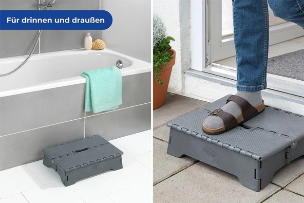 Saban Katlanabilir Kaymaz Tabanlı  Basamak –  Taşıma Saplı, Banyo, Balkon, Küvet ve Veranda için Katlanabilir – 28x40 cm - 4