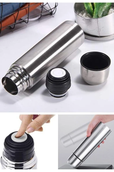 12 Saate Kadar Sıcak Soğuk Tutma 750ML Çift Katmanlı Çay Kahve Kamp Piknik Termosu SUS304 Çelik İnox - 5