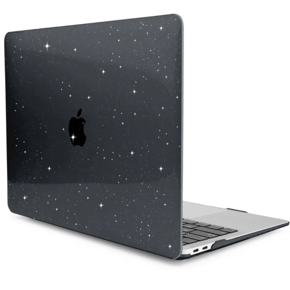 Macbook Air Kılıf 13 inç Simli Kristal Star (Eski USB'li Model 2010-2017) A1369 A1466 ile Uyumlu - 2