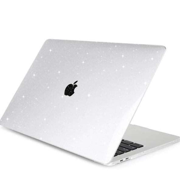 Macbook Air Kılıf 13 inç Simli Kristal Star (Eski USB'li Model 2010-2017) A1369 A1466 ile Uyumlu