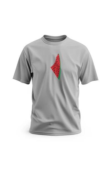 Kısa Kollu Ortalı Büyük Karpuzlu Filistin Haritası Dijital Baskılı Unisex S - 2xl T300010 - 2