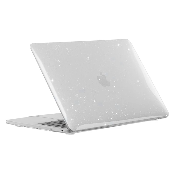 Macbook Air Kılıf 13 inç Simli Kristal Star (Eski USB'li Model 2010-2017) A1369 A1466 ile Uyumlu