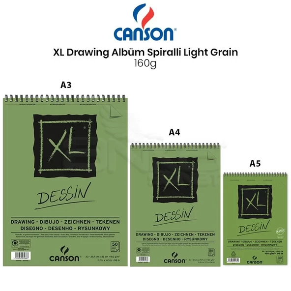 Canson XL Dessin Albüm Spiralli Light Grain 160g ürün görseli
