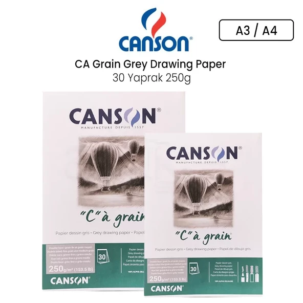 Canson CA Grain Grey Drawing Paper 30 Yaprak 250g ürün görseli