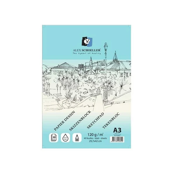 Alex Schoeller Spiralli Eskiz Defteri A3 Blok 120 gr 40'lı ürün görseli