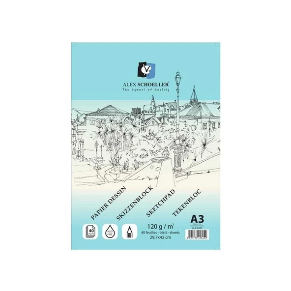 Alex Schoeller Spiralli Eskiz Defteri A3 Blok 120 gr 40'lı - Resim 2