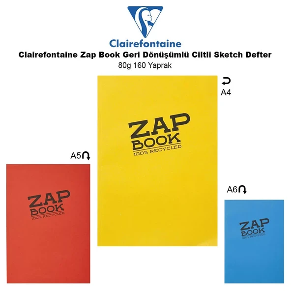 Clairefontaine Zap Book Geri Dönüşümlü Ciltli Sketch Defter 80g 160 Yaprak ürün görseli