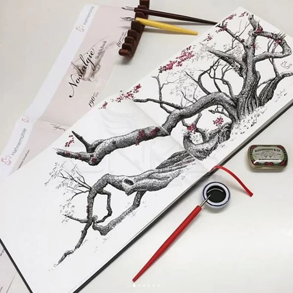 Hahnemühle Nostalgie Sketch Book Çizim Defteri Sert Kapak Dikey 190g 80 Yaprak - Resim 5