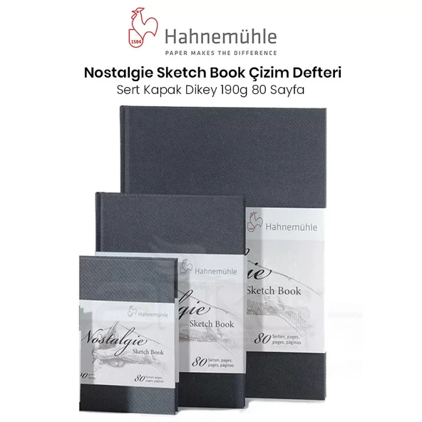 Hahnemühle Nostalgie Sketch Book Çizim Defteri Sert Kapak Dikey 190g 80 Yaprak ürün görseli
