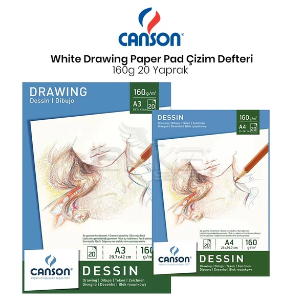 Canson White Drawing Paper Pad Beyaz Çizim Defteri 160g 20 Yaprak ürün görseli