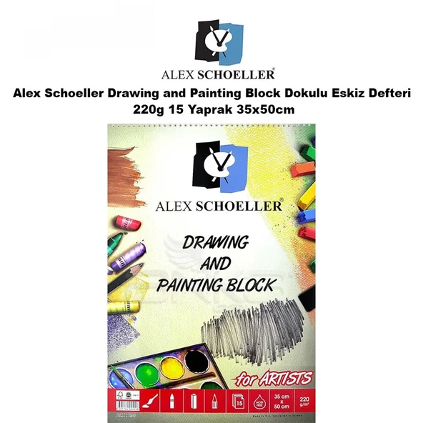 Alex Schoeller Drawing and Painting Block Dokulu Eskiz Defteri 220g 15 Yaprak 35x50cm ürün görseli